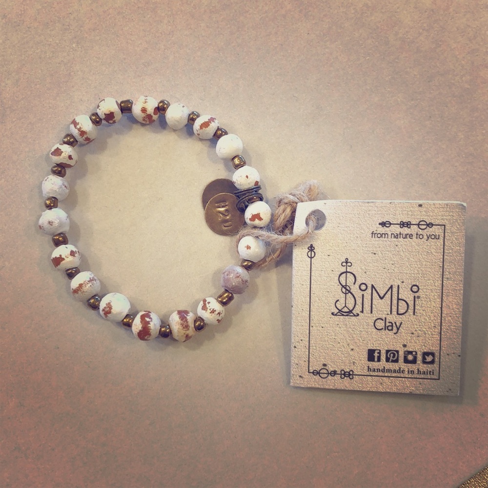 Simbi Haiti Clay Bracelet - White
